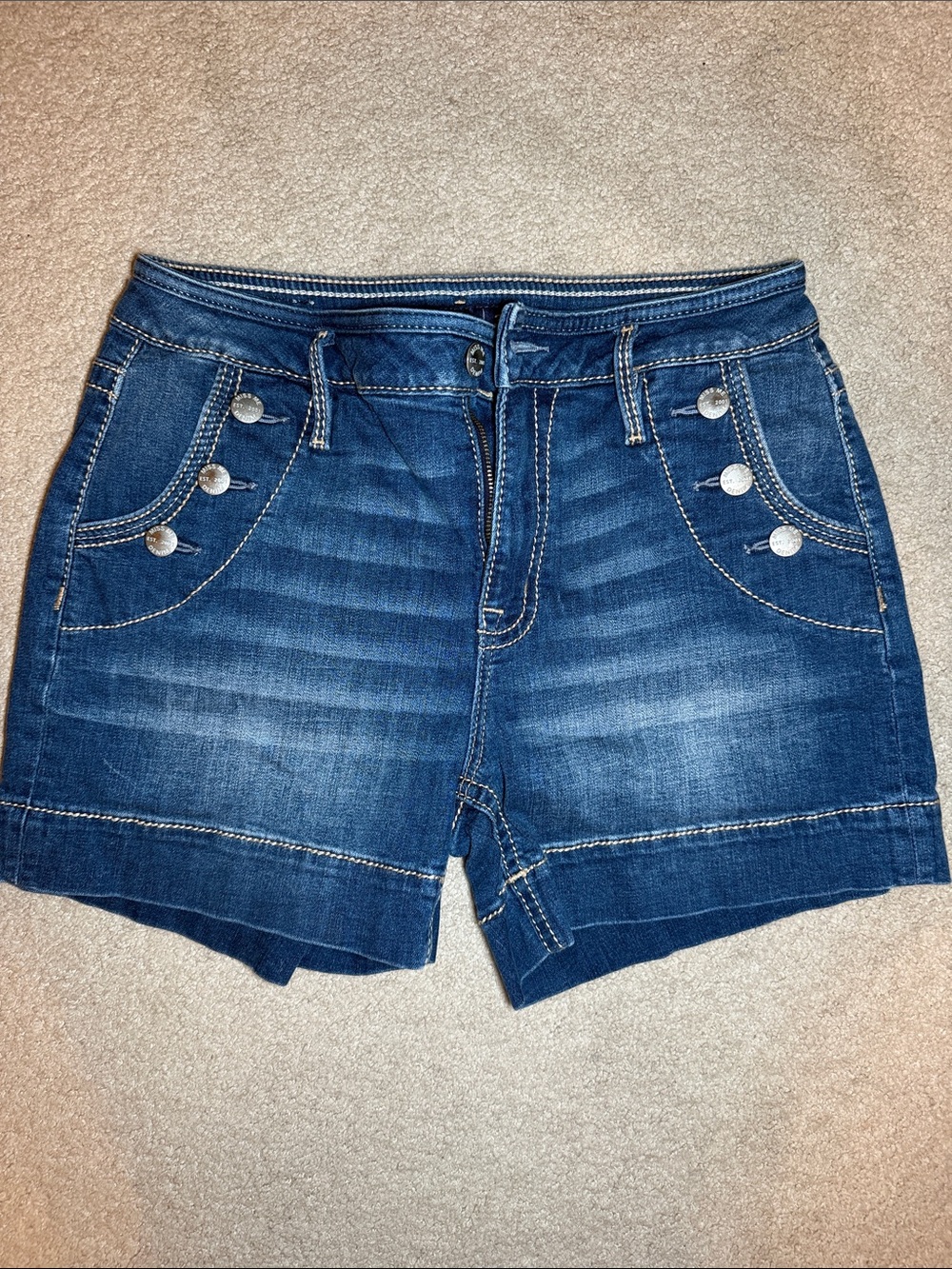 Miss Me Dark Blue Denim Pocket-Accent Jean Shorts - Picture 2 of 4